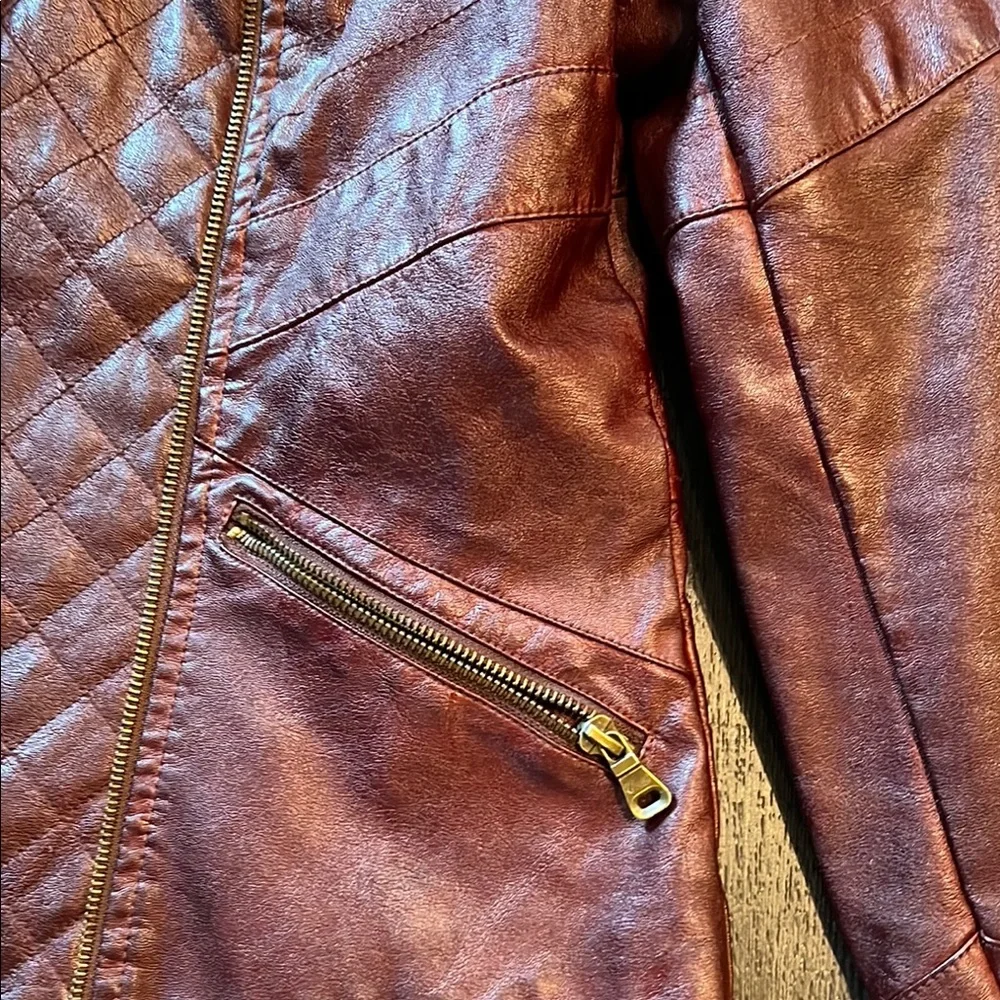 GUESS Women's Mahogany Leather Jacket - Picture 4 of 14